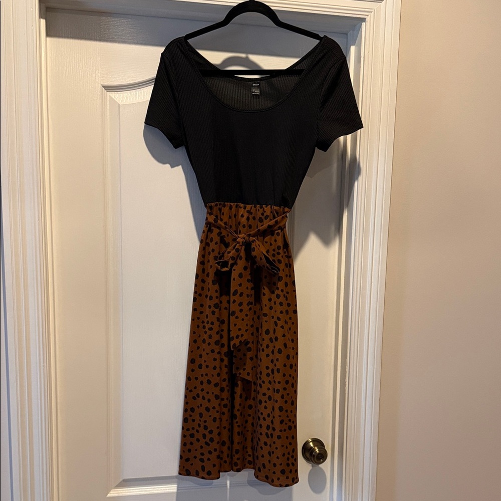 SHEIN Black and Brown Midi Dress